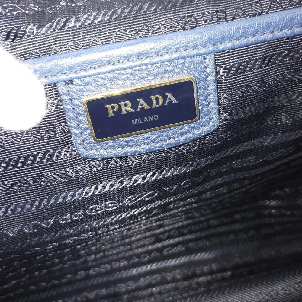 Auth PRADA Baltico Blue Vitello Daino Leather Phenix Crossbody Messenger Bag Ex+ - Picture 6 of 13